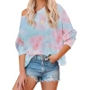 2020 Amazon Cross-border Trade tie-dyed women's top, European and American gradient color printed long-sleeved round-neck casual T-shirt Specification image